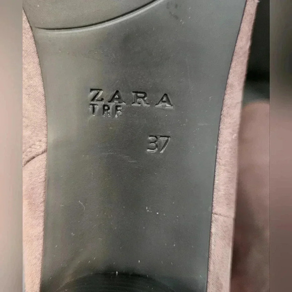 Zara Faux Suede Ankle Booties  Chesnut Size 7 US Zipper NWT - Picture 6 of 9